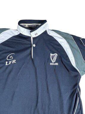 NEW Live for Rugby Ireland Rugby Polo Shirt Sz L LFR Navy White Collar Cooling